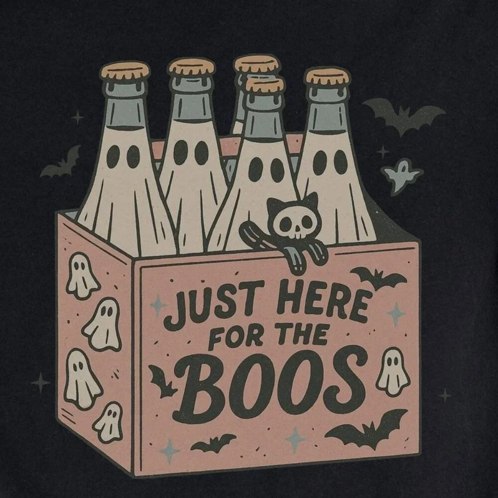 Retro Just Here For The Boos, Halloween Unisex Tee - Picture 2 of 4